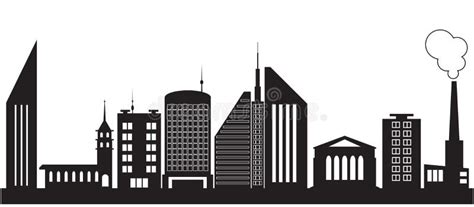 Nine Silhouettes Of City Buildings Stock Vector Illustration Of