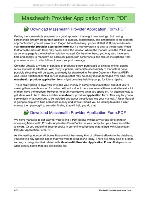 Fillable Online Masshealth Provider Application Form Masshealth