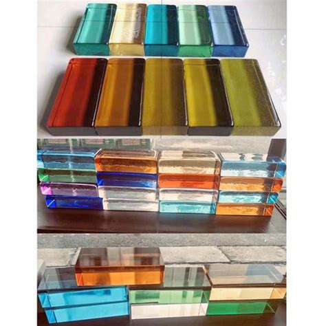 gradient color glass bricks blocks ice crystal solid hot melt glass