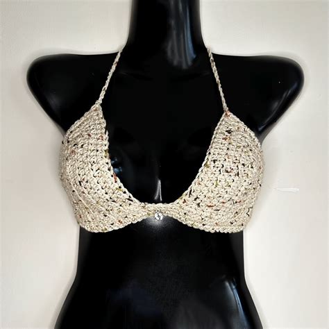 Boho Crochet Bikini Top Sand With Color Specs Etsy