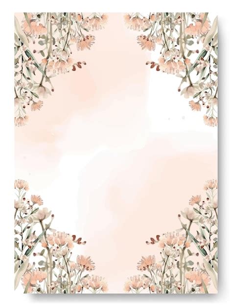 Premium Vector Hand Drawn Nude Cosmos Floral Wedding Invitation Card Set Botanic Card Design