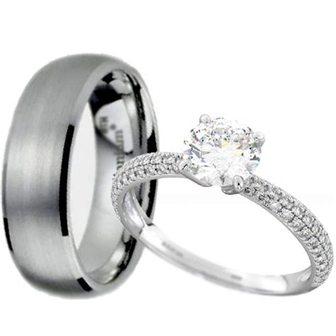 His Hers Engagement Wedding Ring Set Besttohave