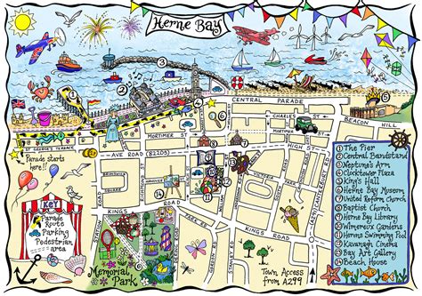 Herne Bay Hand Drawn Maps