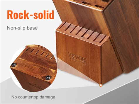 VEVOR Knife Storage Block 25 Slots Acacia Wood Universal Knife Holders