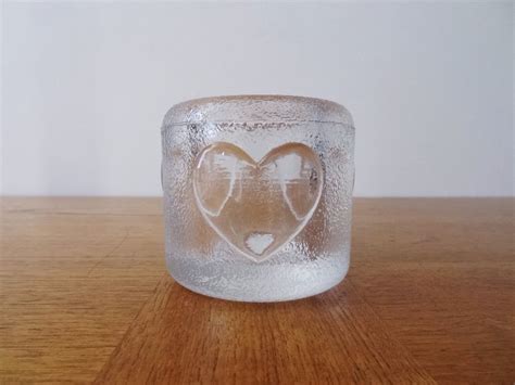 Iittala Candle Holder Glass Heart Votive Made In Finland