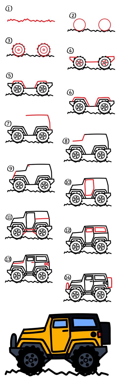 Easy Jeep Drawing