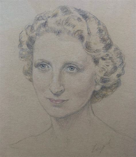 Signed Leigh Original Early Th Century Vintage Pencil Pastel Sketch Portrait Of A Blonde