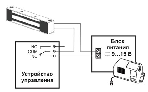 СХЕМА ПОДКЛЮЧЕНИЯ ЭЛЕКТРОМАГНИТНОГО ЗАМКА