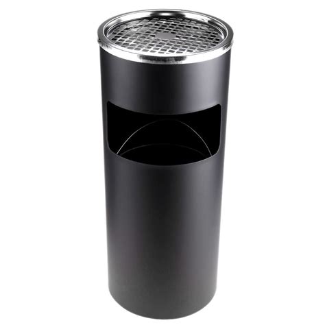 Stainless Steel Round Trash Can Litter Bin With Metal Ashtray Trash