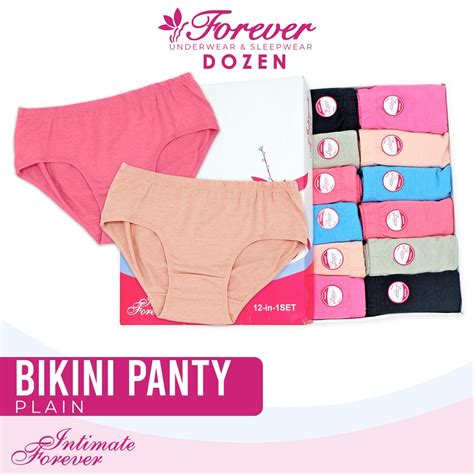 Intimate Forever NGB Dozen Wide Band Bikini Panty Cotton Underwear Assorted Color In Plain