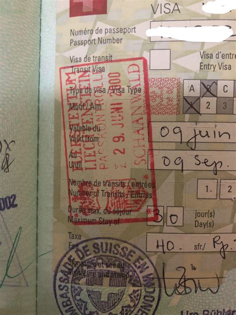 Liechtenstein stamp placed on a Swiss visa : r/PassportPorn