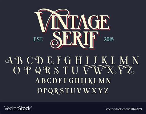 Vintage serif lettering font Royalty Free Vector Image