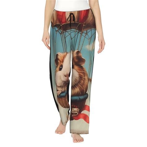 Derioi Hot Air Balloon Guinea Pig For Women S Pajama Pants With Pockets And Drawstring Lounge