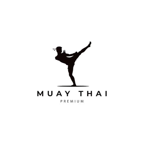 Muay Thai Sport Logo Design Vektor Symbol Illustration Premium Vektor