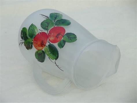 Vintage Hand Painted Frosted Glass Juice Pitcher Gay Fad Or Bartlett Collins