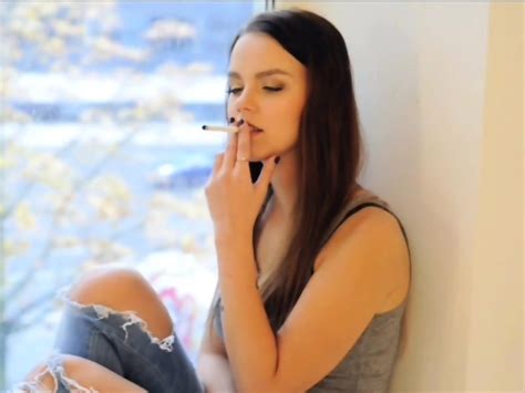 Brunette Smoking