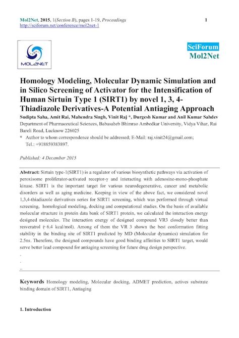 Pdf Homology Modeling Molecular Dynamic Simulation And In