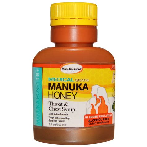 Manukaguard Manuka Honey 16 Throat And Chest Syrup Alcohol Free 34 Oz 100 Ml Iherb