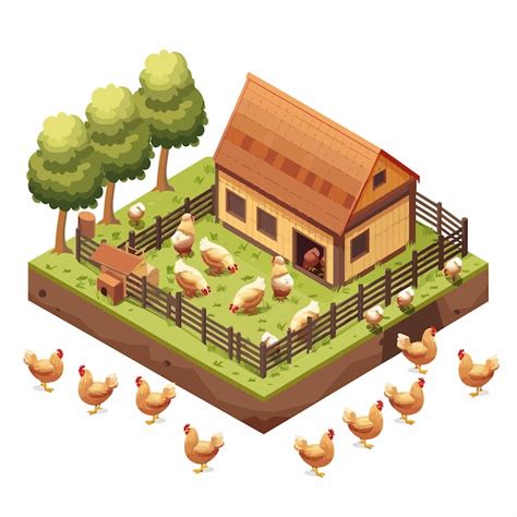 Une Illustration De Dessin Anim D Une Ferme Avec Des Poulets Et Une