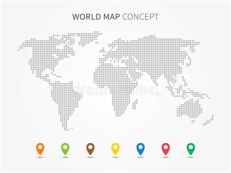 Vector Light World Map With Infographic Pointer Marks Communication