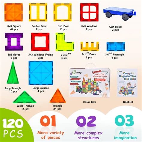 120pcs Magnet Tiles Magnetic 3d Building Blocks Set Educational