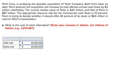 Solved Penn Corp Is Analyzing The Possible Acquisition Of Chegg