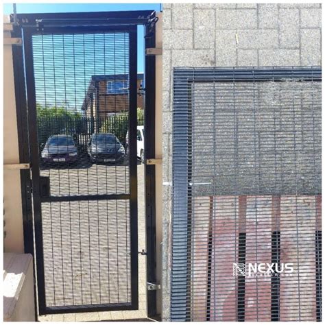 power coated black bi folding double leaf mesh gate  site security