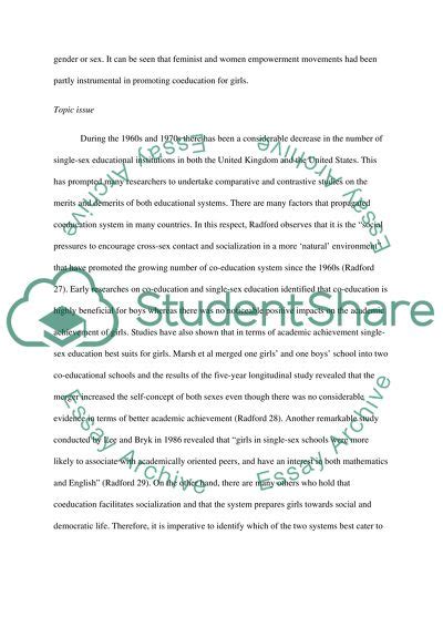 Single Sex Education Vs Co Education Research Paper
