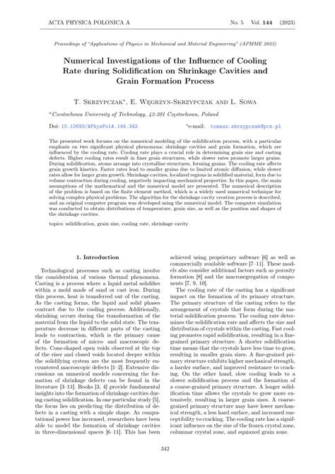 Pdf Numerical Investigations Of The Influence Of Cooling Rate During