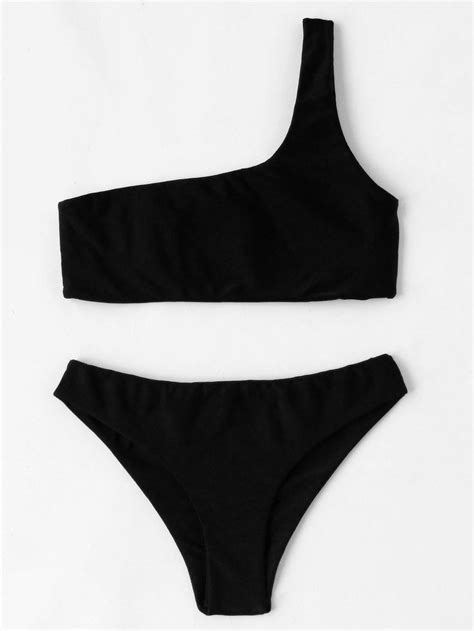 One Shoulder Bikini Set SheIn Sheinside Bikinis Bikini Swimsuits