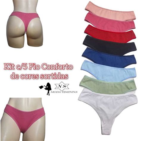 Kit C Calcinha Sexy Tanga Fio Conforto Em Algod O Lingerie Shopee Brasil