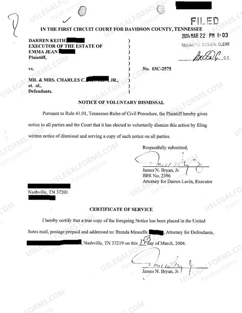 Tennessee Notice of Voluntary Dismissal | US Legal Forms