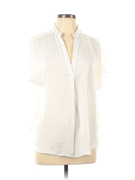 Naked Zebra 100 Polyester White Short Sleeve Blouse Size L 63 Off ThredUP