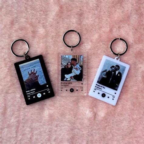 Personalized Song Keychain Custom Photo Keychain Music Keychain