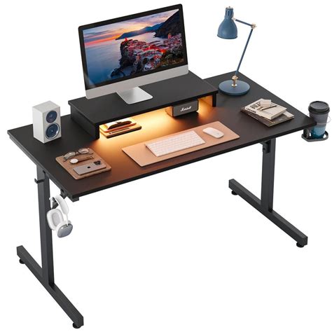 Reviews for Bestier 42 in. Black LED Gaming Desk with Monitor Stand and ...