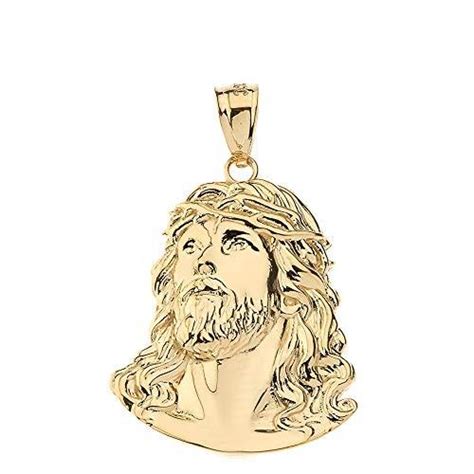 Solid 10k Yellow Gold Jesus Head Face Charm Religious Pendant 0 92