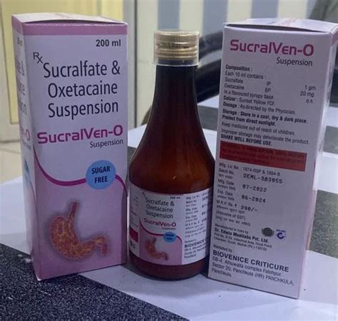 Sucralven O 20 Mg Sucralfate And Oxetacaine Suspension Packaging Size 200 Ml At ₹ 250 Box In