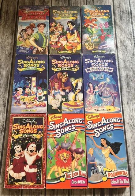 Lot 9 Disney Sing Along Songs Vhs Tapes Mickey Mouse Lion King