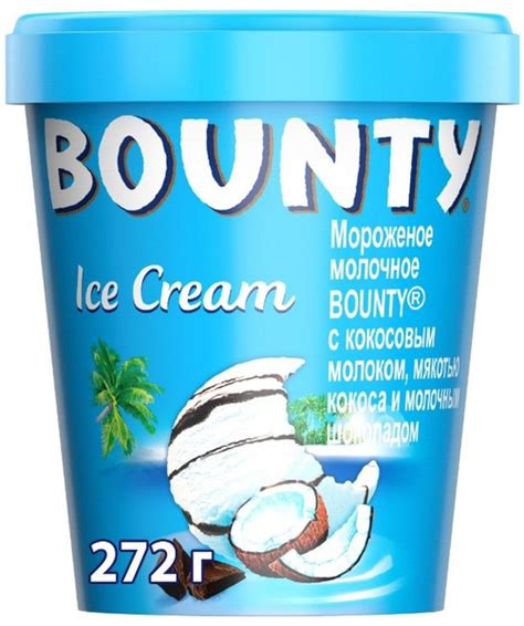 Мороженое молочное с кокосовым молоком Bounty ведёрко, 272 г купить на ...