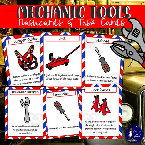 Mechanic Tools Flashcards and Task Cards by Teach Simple