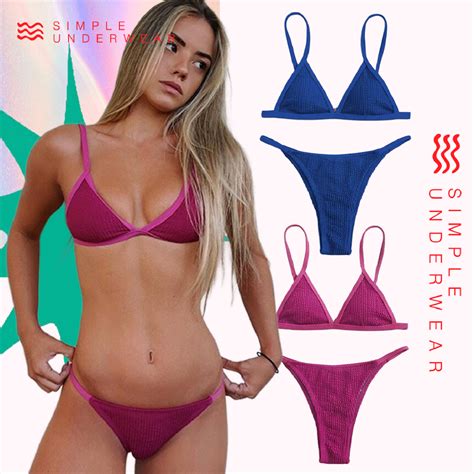Simple Underwear bikini ชดวายนำบกน สพน เนอผามเทคเจอร