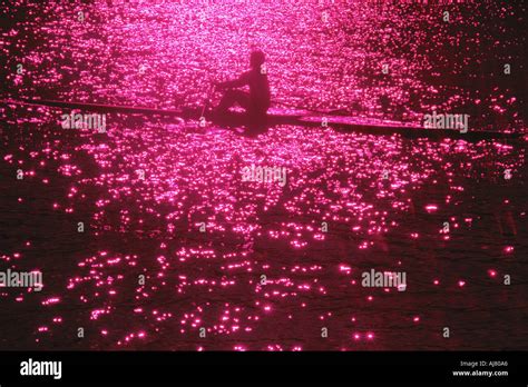 Rowing In Silhouette Stock Photo Alamy