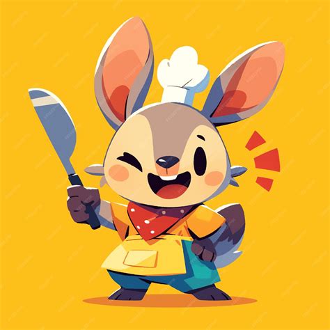 Premium Vector A Lively Kangaroo Chef Cartoon Style