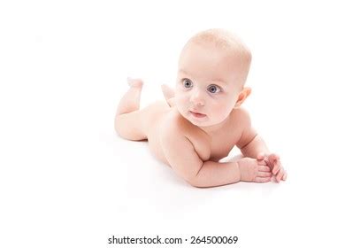 Naked Baby On White Background Smiling Stock Photo 264500069 Shutterstock