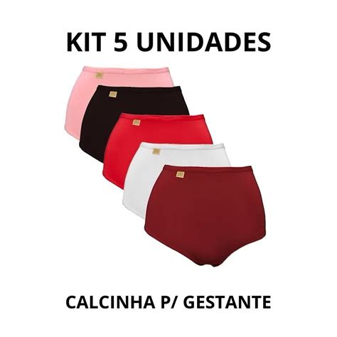 Kit Calcinha Gestante Hot Pants Pré e Pós Parto Cintura Alta Shopee Brasil