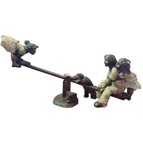 Seesaw Fun Time Bronze Kids Sculpture — Allsculptures