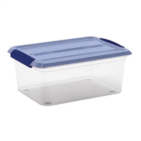 Kis 14 L Clear And Blue Plastic Storage Box Storage Bins Totes