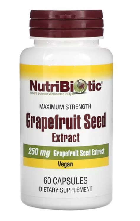 NutriBiotic, экстракт семян грейпфрута, 250 мг, 60 капсул – купить за ...