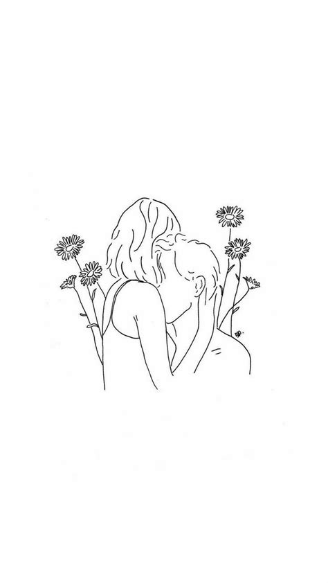 Outline Sketches Illustrations Couple Love Outline Art Art Drawings