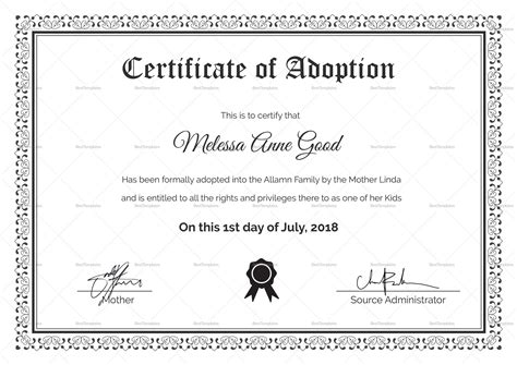 Adoption Certificate Design Template Within Adoption Certificate ...